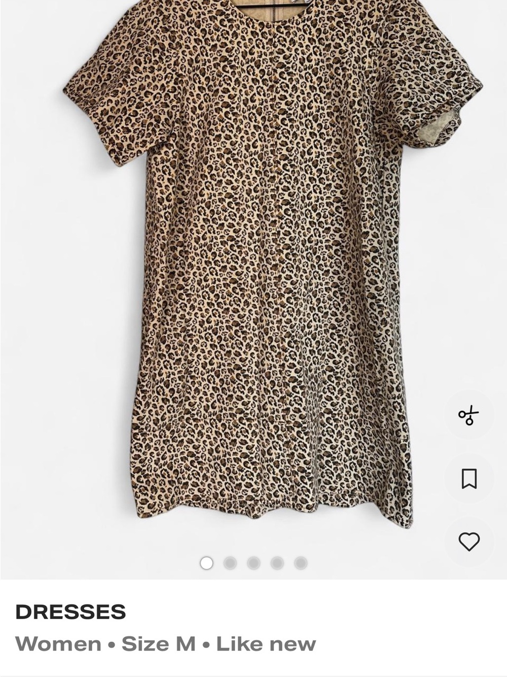 Gilli Leopard Print Short Sleeve Shift Dress - Tan and Black